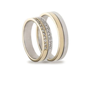 Βέρες Σετ Χρυσές - Λευκόχρυσες Λουστράτες με Ζιργκόν MASCHIO FEMMINA TMF-02 - themelidisjewels